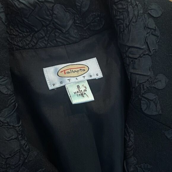Talbots Womens Black Rose Textured Petite‎ Blazer Size 8 Pencil Skirt Size 10 - Picture 3 of 12